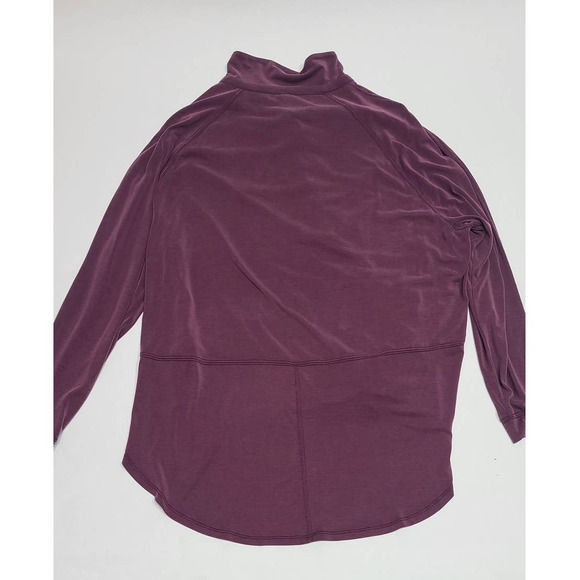 Free People purple collared High-low half button blouse women's loose oversized - Picture 5 of 6